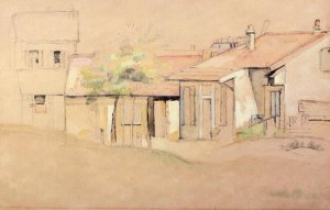 Cottages by Oil Painting Reproduction