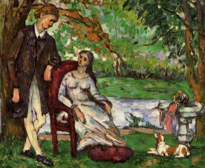 Couple in a Garden also known as The Conversation by Oil Painting Reproduction