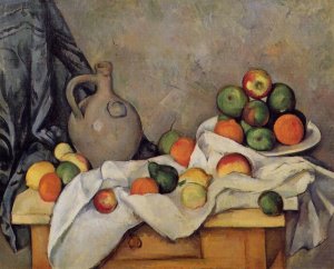 Curtain, Jug and Fruit by Paul Cezanne Oil Painting Reproduction