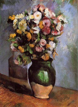 Flowers in an Olive Jar by Paul Cezanne Oil Painting Reproduction