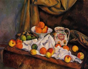 Fruit Bowl, Pitcher and Fruit by Paul Cezanne Oil Painting Reproduction