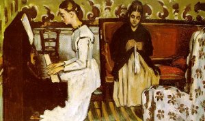 Girl at the Piano by Oil Painting Reproduction