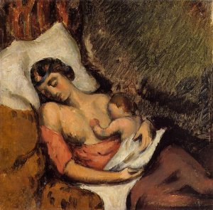 Hortense Breast Feeding Paul by Oil Painting Reproduction