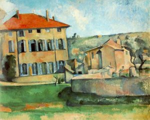 House and Farm at Jas de Bouffan by Oil Painting Reproduction