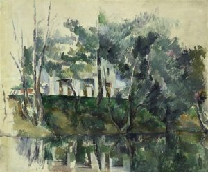 House on a River by Oil Painting Reproduction