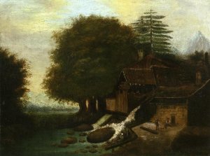 Landscape with Mill by Oil Painting Reproduction