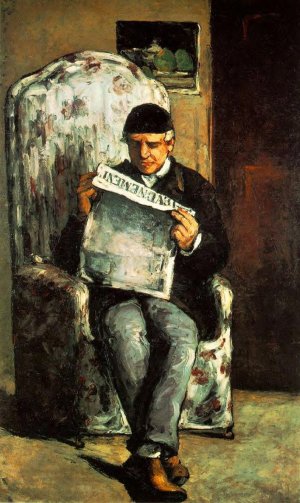 Louis-Auguste Cezanne, Father of the Artist, Reading 'l'Evenement' by Oil Painting Reproduction