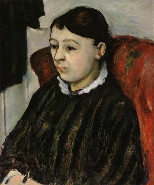 Madame Cezanne in a Striped Robe by Oil Painting Reproduction