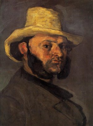 Man in a Straw Hat by Oil Painting Reproduction