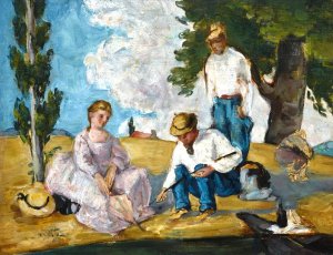 Picnic on a Riverbank by Oil Painting Reproduction