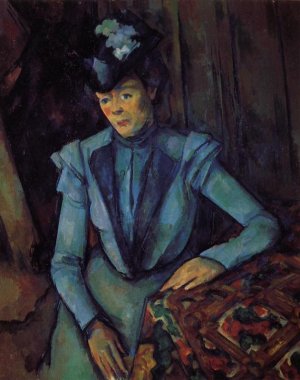 Seated Woman in Blue by Oil Painting Reproduction