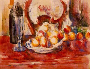 Still Life - Apples, a Bottle and Chairback by Paul Cezanne Oil Painting Reproduction