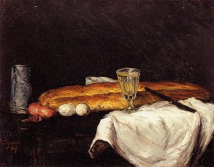 Still Life with Bread and Eggs by Oil Painting Reproduction