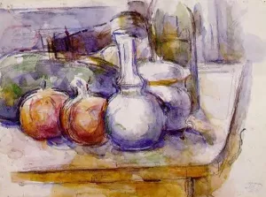 Still Life with Carafe, Sugar Bowl, Bottle, Pommegranates and Watermelon