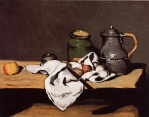 Still Life with Green Pot and Pewter Jug by Oil Painting Reproduction