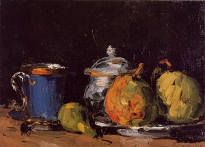 Sugar Bowl, Pears and Blue Cup by Oil Painting Reproduction