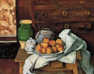 Vessels, Fruit and Cloth in Front of a Chest by Oil Painting Reproduction